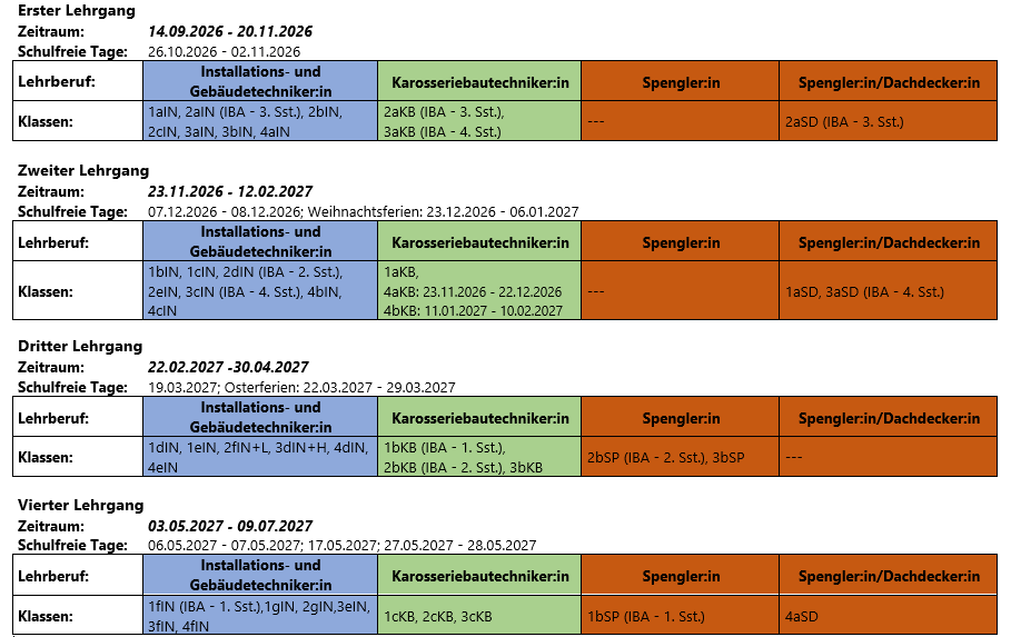 Lehrgänge 2026/27